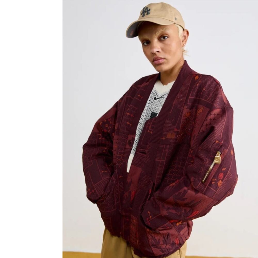 NEW Nike x Naomi Osaka Jacquard Kimono Jacket Burgundy Crush Streetwear Luxe Sm - Picture 14 of 16